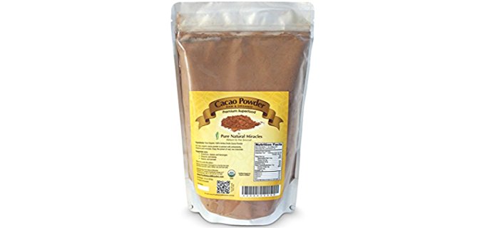 Pure Natural Miracles 100% Cacao Powder - Raw Organic Dark Chocolate Cacao Powder