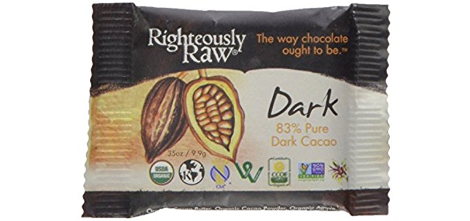 Righteously Raw Chocolates Dark Chocolate Bites - 83% Intense Dark Chocolate Mini Bars