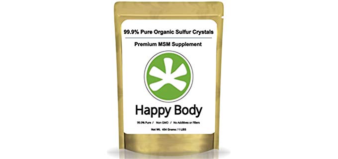 HAPPY BODY Organic Sulfur Crystals - 99% Pure MSM Crystals