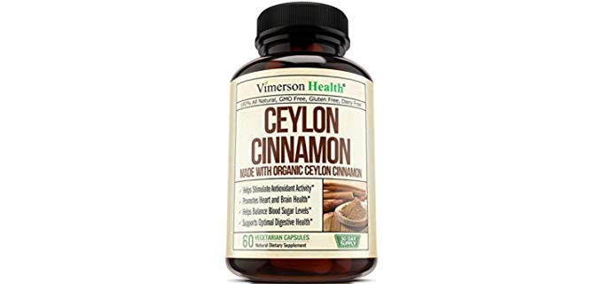 Vimerson Health True Ceylon Cinnamon Supplement - 100% Certified Organic Ceylon Cinnamon