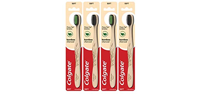 Colgate Charcoal Bamboo Toothbrushes - Biodegradable and Eco Friendly Soft and Natural