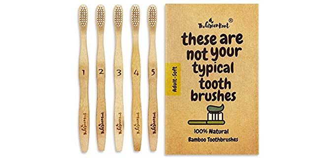 The Green Root Natural Classic Bamboo Toothbrushes - Bamboo toothbrushes with Soft Bio-Based Nylon Bristles