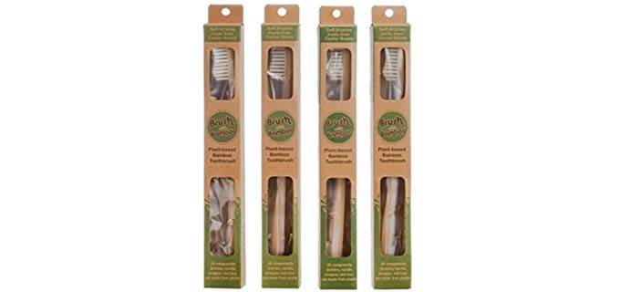 Brush with Bamboo Bamboo Toothbrush - Plant-Based Adult size Toothbrush