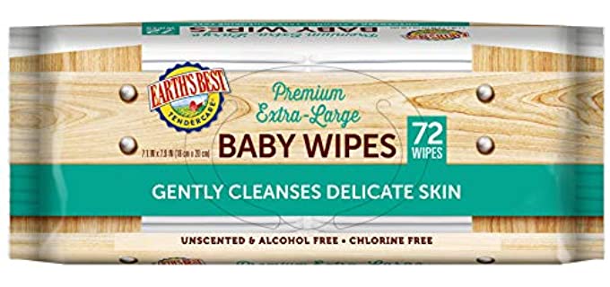 Earth’s Best Unscented Chlorine-Free - Organic Baby Wipes for Delicate Skin