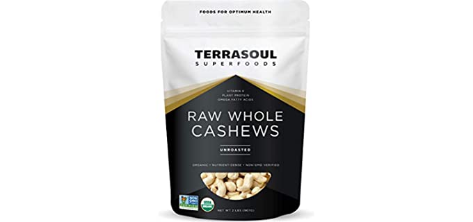 Terrasoul Superfoods USDA Certified - Organic Raw Whole Cashews 