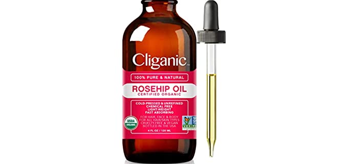 Cliganic USDA - Organic Rosehip Seed Oil for Face