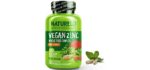 NATURELO Vegan Zinc - Zinc Supplement with Vitamin C
