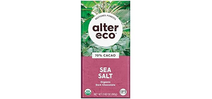 Alter Eco Sea Salt - Gluten-Free 70% Cacao Organic Dark Chocolate Bar
