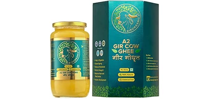 GirOrganic A2 Gir Cow Ghee - Traditional Bilona-Made Organic A2 Desi Ghee