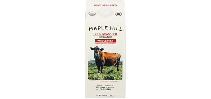 Maple Hill Creamery Homogenized Ultra-Pasteurized - 100% Grass-Fed USDA Organic Whole Milk with Creamy Taste