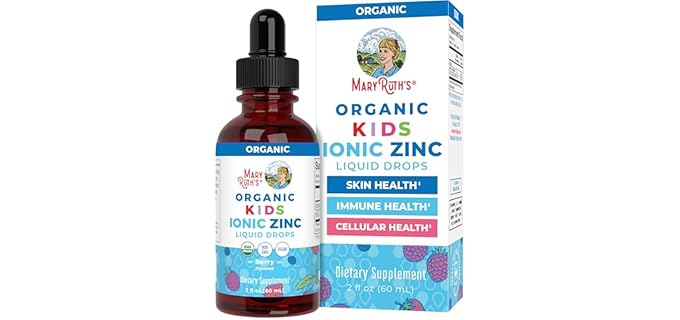 MaryRuth Organics Glycerin Based - USDA Organic Berry Liquid Zinc Drops for Kids (Ages 4–13)