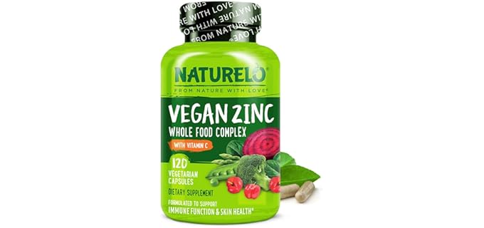 Naturelo Immune Function & Skin Health - Plant-Based Zinc & Vitamin C Complex for Immunity