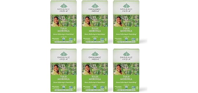Organic India Stress Relieving & Nourishing - Nourish Naturally Tulsi Moringa Organic Tea
