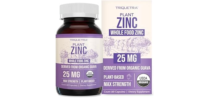 Triquetra Health Max Strength - Organic Whole Food Zinc Supplement for Immune & Skin Support