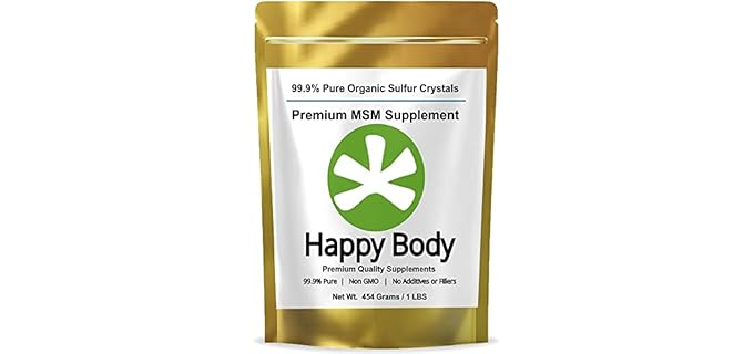 Happy Body Organic Sulfur Crystals - Premium 99.9% Pure MSM Crystals
