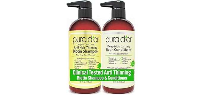 Pura D’Or Deep Moisturizing - Anti-Thinning Biotin Shampoo & Conditioner Set for Fuller Hair