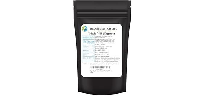 Prescribed For Life Pure & Clean Bulk Nutrition - USDA Organic Whole Milk Powder, rBST-Free & Non-GMO