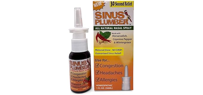 Sinus Plumber All Natural - Cayenne & Horseradish Nasal Spray for Fast Sinus Relief