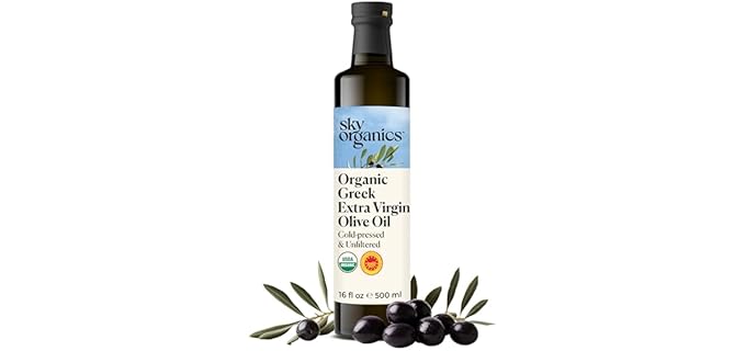 Sky Organics Cold Pressed & Unfiltered - Pure, Cold-Pressed Greek Olive Oil