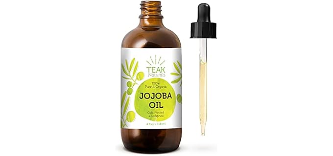 Teak Naturals Cold Pressed & Unrefined - Organic Cold-Pressed Jojoba Oil for Skin, Hair & Nails