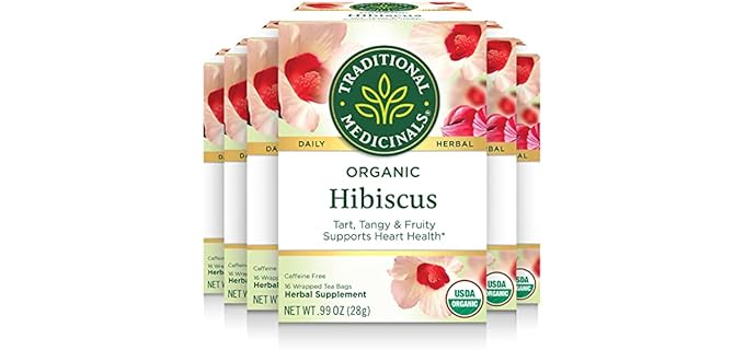Traditional Medicinals Supports Heart Health - Caffeine-Free Organic Hibiscus Herbal Tea