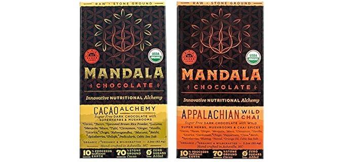 Mandala Chocolate Innovative Nutritional Alchemy - Vegan Organic Sugar-Free Bean-to-Bar Chocolate with Adaptogens