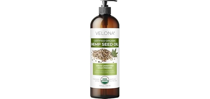 Velona Unrefined Cold Pressed - Virgin Organic Hemp Seed Oil for Hair, Skin & Culinary Use