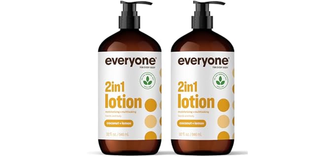 Everyone 2-in-1 Hand & Body Lotion, Coconut Lemon, 32 oz 2-Pack | Rich moisturizer with essential oils | moisturizes dry skin | value 2-pack | for men and women | for everyday comfort