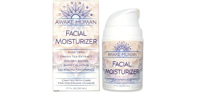 Natural Face Moisturizer for Dry Sensitive Skin - Organic Natural Face Cream - Facial Aloe & Green Tea Moisturizer Cruelty Free - Vegan Face Moisturizer for Women, Acne-Safe, Anti-Aging, No Fragrance